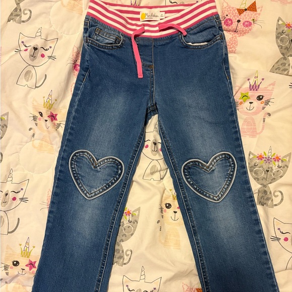 Mini Boden Denim Jeans with Heart and Cat Designs - Picture 3 of 5